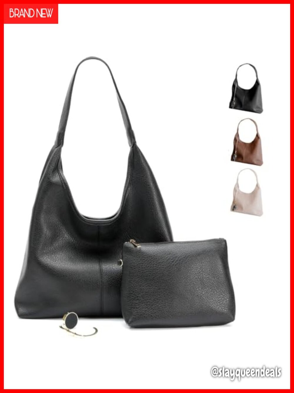 Vegan Leather Slouchy Hobo Bag with Zippered Compartments